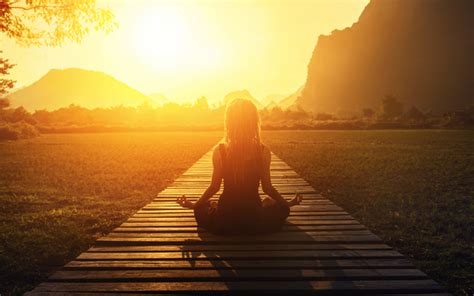 A Woman Meditating In The Face Of The Sun Stock Photo Free Download
