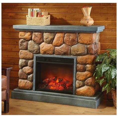 Stone Electric Fireplace For Modern Rustic Home Designs Homesfeed