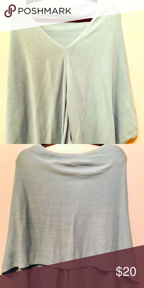 Nwot Baby Blue Lightweight Sweater Poncho Light Weight Sweater