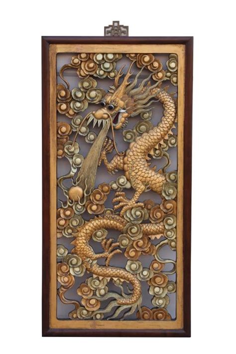Sold Price Chinese Carved Gilt Wood Dragon Panel Invalid Date Pst