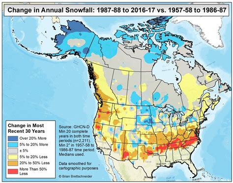 Average Annual Snowfall Map