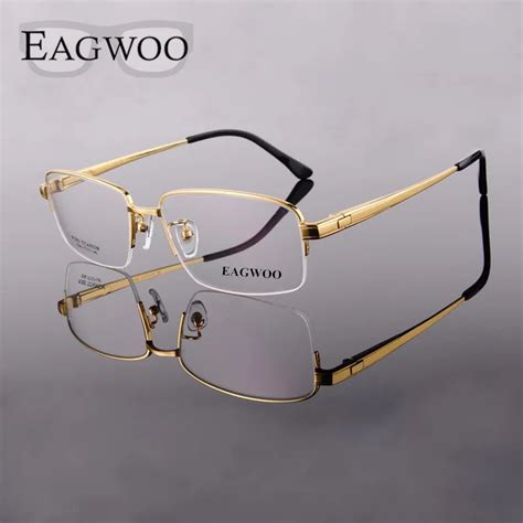 Óculos De Titânio Puro Frame Men Metade Aro Armação óptica Prescrição óculos De Leitura Grande