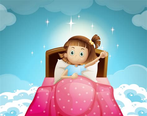 Girl Sleeping In Bed With Sky Background 433670 Vector Art At Vecteezy