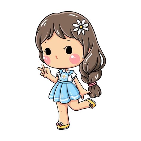 Premium Vector Cute Chibi Girl Cartoon Illustration