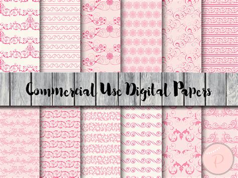 Pink Damask Shabby Chic Digital Papers Dp76 Magical Printable