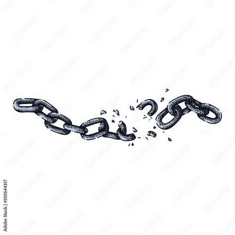 Broken Chain Hand Drawn Vector Link Freedom Steel Metal Separation