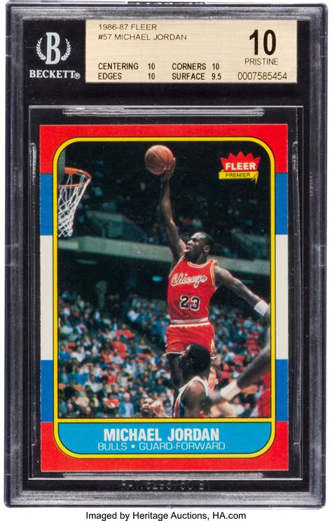 Michael jordan's basketball cards are some of the most highly sought after cards in the industry. 1986 Fleer Michael Jordan #57 BGS Pristine 10 - One of Five Known. | Lot #81211 | Heritage Auctions