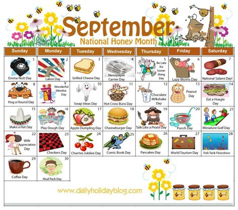 September Daily Holiday Calendar Holiday Calendar National Holiday