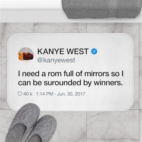 kanye west tweet bath mat i need a room full of mirrors so i etsy