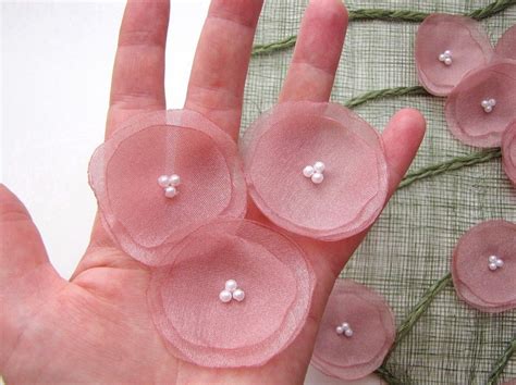 Organza Fabric Handmade Sew On Flower Appliques Floral Etsy