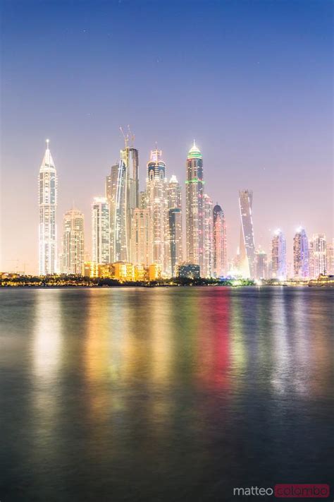 Dubai Marina Skyline At Dusk United Arab Emirates Royalty Free Image