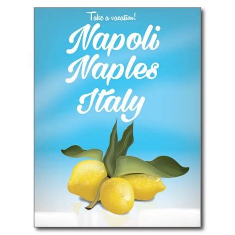 Napoli Naples Italy Lemons Vintage Travel Poster Postcard Zazzle