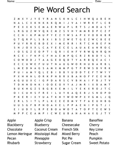 Great American Pies Word Search Wordmint