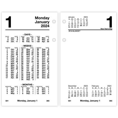 At A Glance Financial Daily Desk Calendar Refill Julian Dates Daily