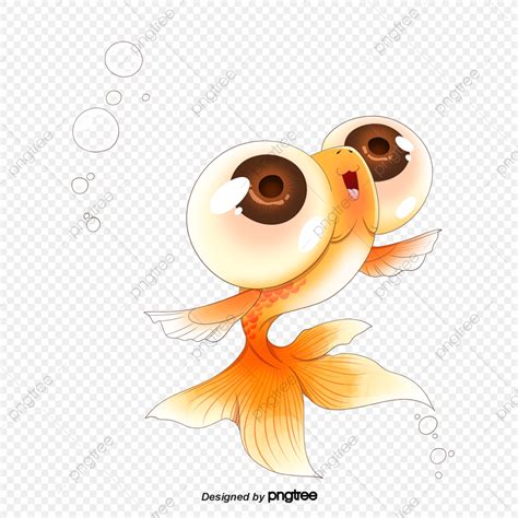 Cartoon Cute Big Eyed Goldfish Animal Cartoon Lovely Png Transparent
