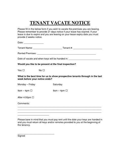 In this post, we'll look at notices to vacate in more detail. Free Printable Intent to vacate letter (Template) - Vacate ...