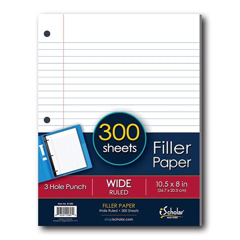 300 Count Filler Paper Wide Ruled 81300 Ischolar Ny