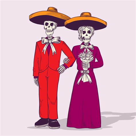 The Skeleton Day Of The Dead Wedding Vector Illustration 242766 Vector
