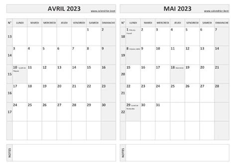 Calendrier Avril Et Mai 2023 à Imprimer Calendrierbest