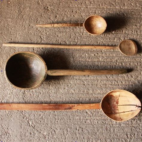 Collection Of 4 Antique Wooden Spoons Accessoriesdecoration