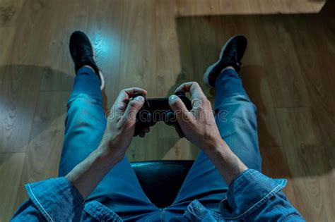 Close Up Of Nerd Video Gamer Addicted Man Stock Image Image Of