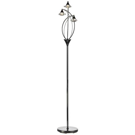 Luther 3 Light Floor Lamp Complete With Crystal Glass Black Chrome