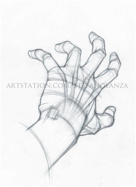 A Drawing Of A Hand Holding Something In Its Left Hand With Lines