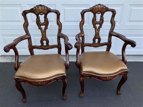 Pair Of Vintage Chippendale Style Chinoiserie Arm Chairs City Mouse