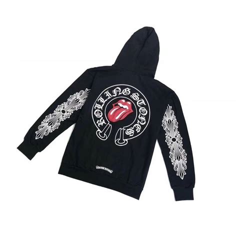 Chrome Hearts Chrome Hearts X Rolling Stones Red Tongue Zip Up Hoodie