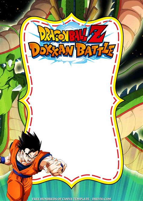Free Dragon Ball Z Birthday Invitations With Dragon In The Background