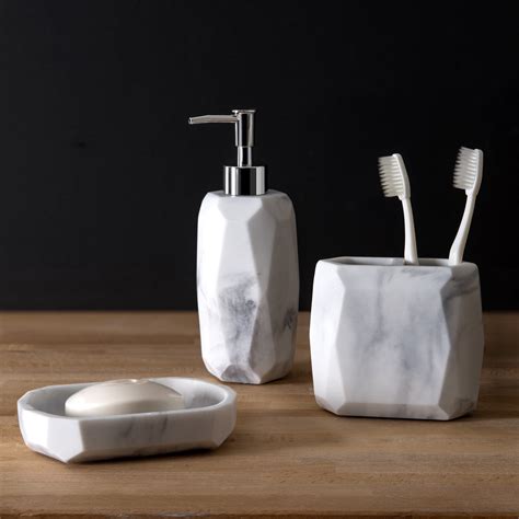 Bathroom Accessory Sets Bathroom Accessories Home Bodico 3 Piece Marble