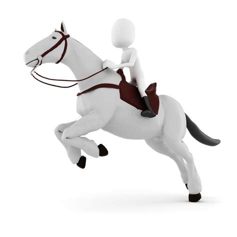 3d Man Riding A Horse On White Background Stock Illustration