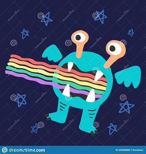 Cute Character Space Aliens Stars And Planets Vector Stock Vector