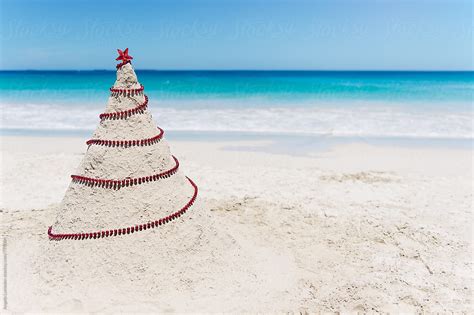 A Sand Christmas Tree At The Beach In Western Australia At Christmas By