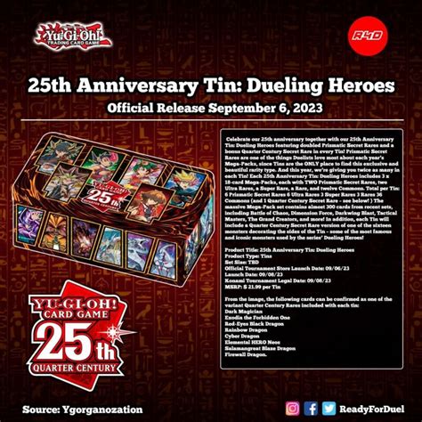 Preventa 25th Anniversary Tin Dueling Heroes Tin Case 12 Tin Español