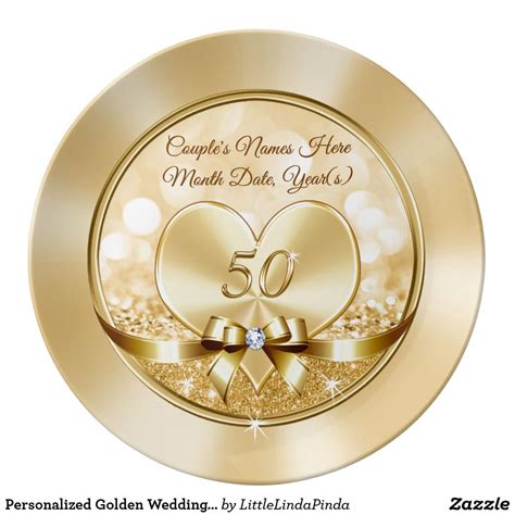 Personalized Golden Wedding Anniversary Gifts Dinner Plate Zazzle Golden Wedding Anniversary