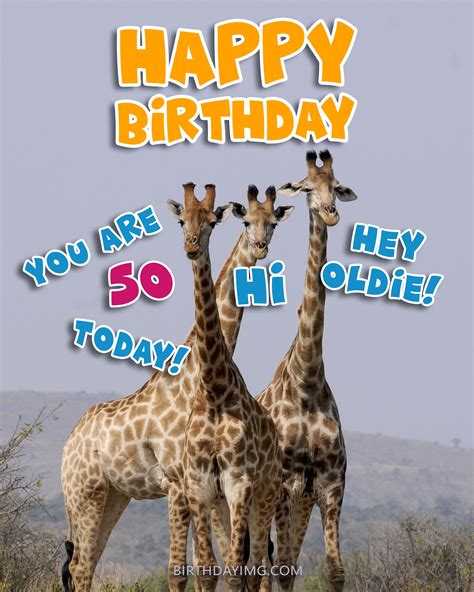 Free 50th Years Happy Birthday Image With Funny Giraffe