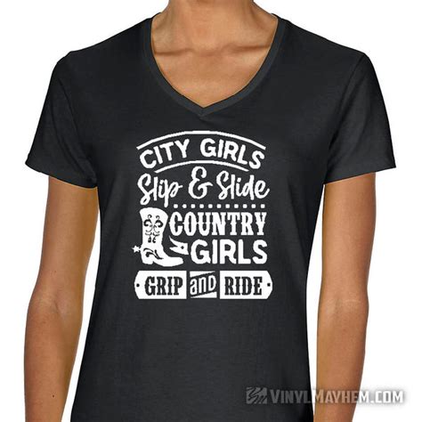 City Girls Slip And Slide Country Girls Grip And Ride Womens T Shirt Vinyl Mayhem