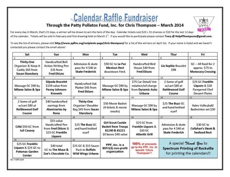 thompson raffle fundraiser calendar final fundraising