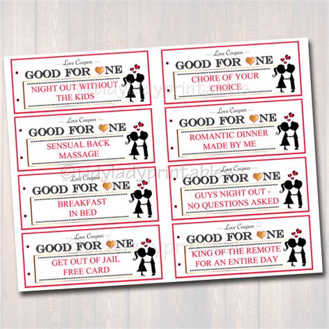 Love Coupon Book Printable Love Coupons Romantic T For Him Sexy Tidylady Printables