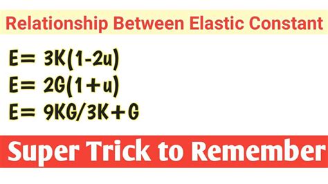 relationship between elastic constant relationship between e g k super trick to remember