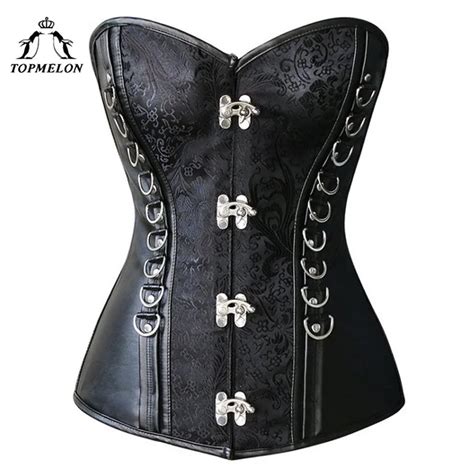 topmelon sexy corset women bustier gothic corselet steampunk corsets and bustiers leather d