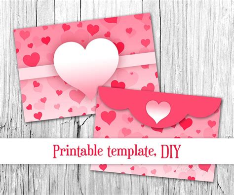 Pink Heart Envelope Valentine Envelope Template 4x6 Envelopes Etsy