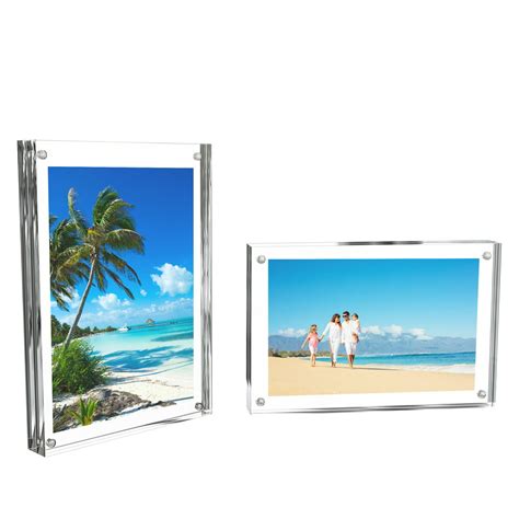 Acrylic Picture Frames 5x7 Clear Freestanding Block Frame With Double