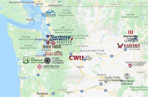 Colleges In Washington Map Washington Map Washington Map
