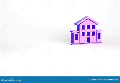 Purple House Icon Isolated On White Background Home Symbol Minimalism