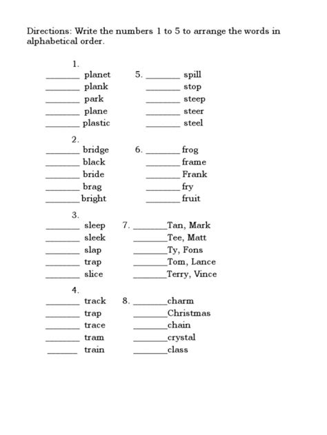 Free Printable Worksheets Alphabetizing Words
