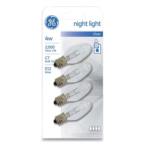 Ge Incandescent C7 Night Light Bulb 4 W Clear 4pack