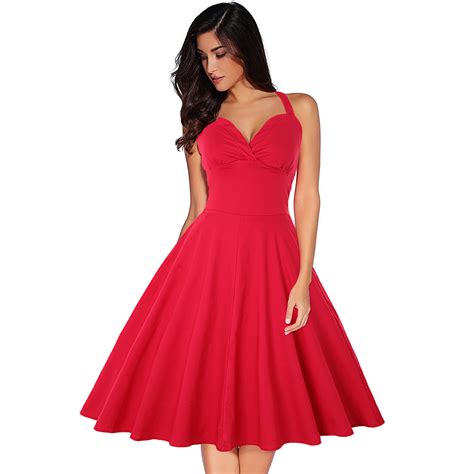 Buy Wipalo Red Vintage Party Dress Women Halter Neck