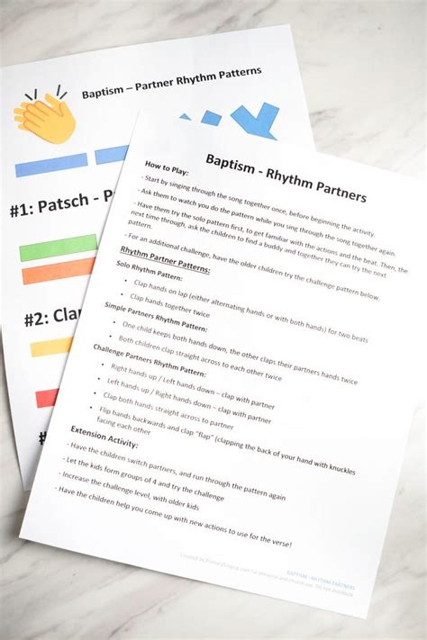 Teaching Baptism Rhythm Partners Activity Primary Singing